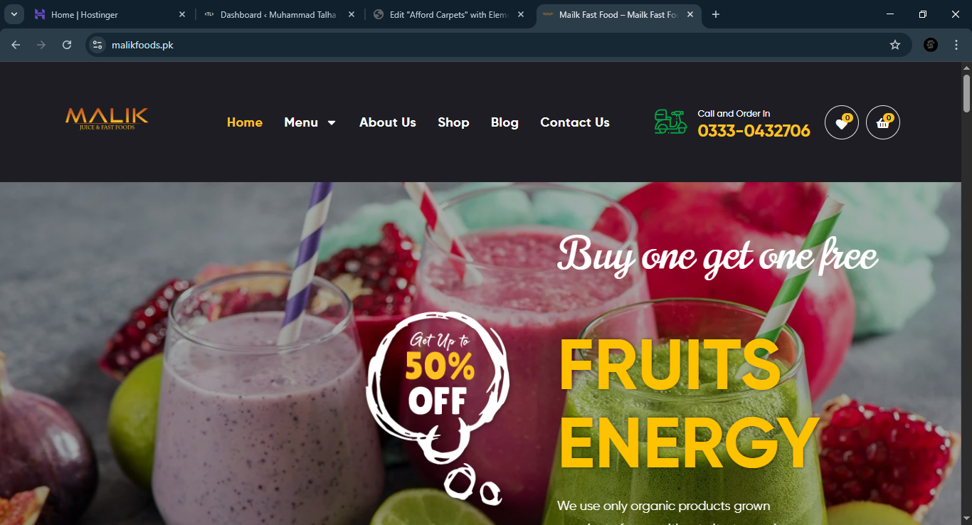 Juice & Fast Food Website